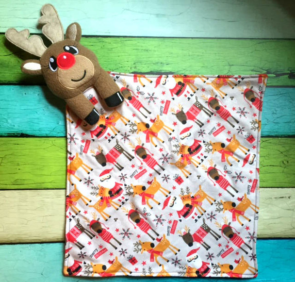 In The Hoop Reindeer In A Blanket Embroidery Machine Design