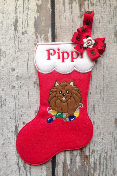 In The Hoop Pomeranian Stocking and Heart Ornament Embroidery Machine Design Set