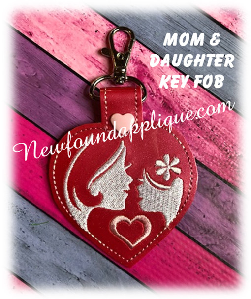 In The Hoop Mother And Daughter Key Fob Embroidery Machine Design