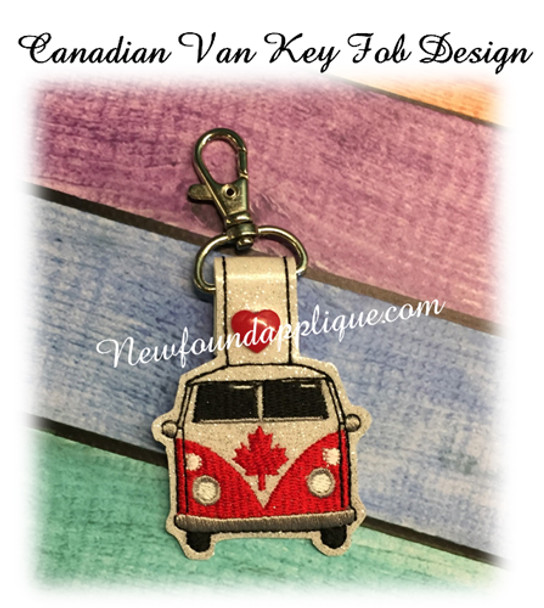 In The Hoop Canadian Van Key Fob Embroidery Machine Design