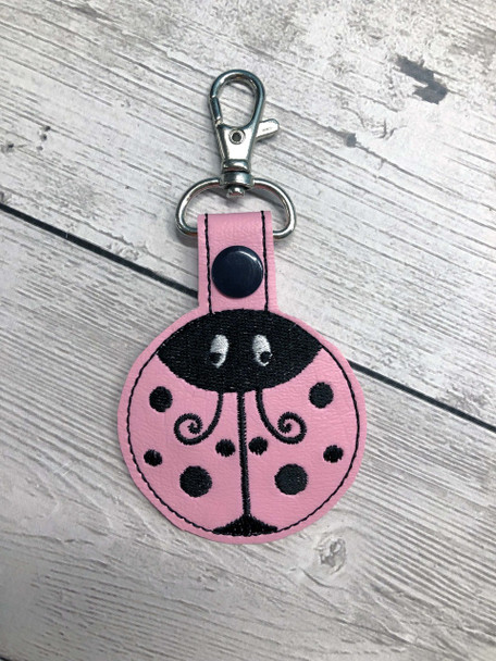 In The Hoop Lady Bug Key Fob Embroidery Machine Design