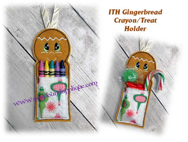 In The Hoop Gingerbread Crayon/Treat Holder Embroidery Machine Design