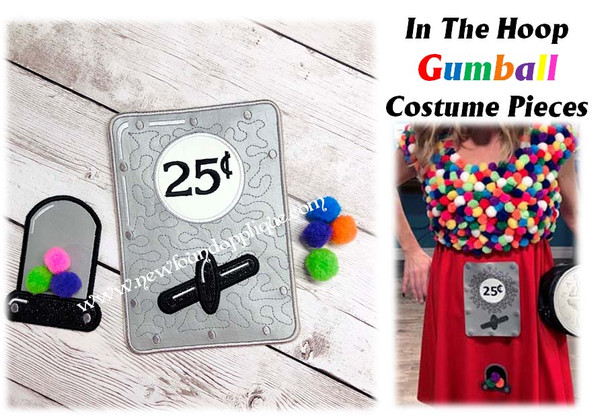 In The Hoop Gumball Costume Embroidery Machine Design Pieces