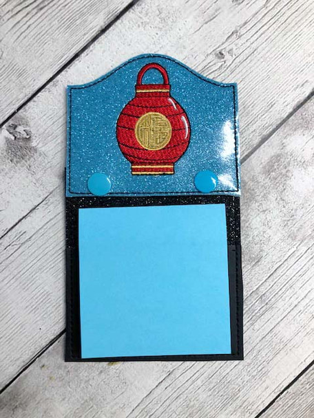 In The Hoop Lucky Chinese Lantern Sticky Note Holder Embroidery Machine Design
