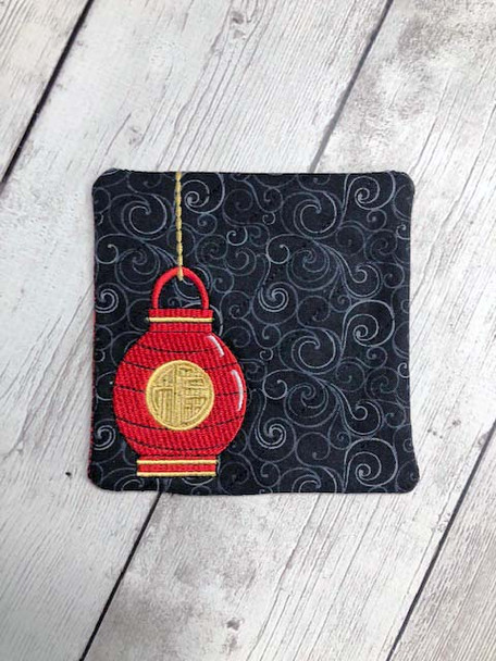 In The Hoop Lucky Chinese Lantern Coaster Embroidery Machine Design