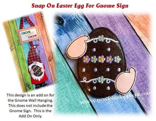 In The Hoop Easter Egg Snap On Embroidery Machine Design For Gnome Sign