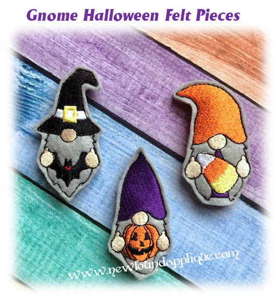In the Hoop Gnome Halloween Feltie Embroidery Machine Design Set