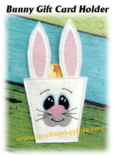 In The Hoop Bunny Gift Card Holder Embroidery Machine Design