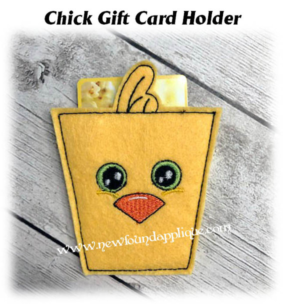 In The Hoop Chick Gift Card Holder Embroidery Machine Design