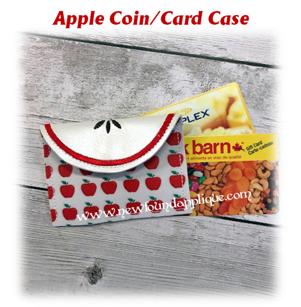 In The Hoop Apple Slice Coin Card Case Embroidery Machine Design