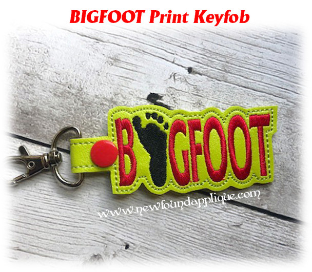 In The Hoop Bigfoot Footprint Key Fob Embroidery Machine design