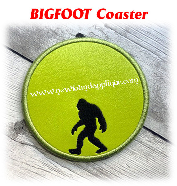 In The Hoop Bigfoot Coaster Embroidery Machine Design