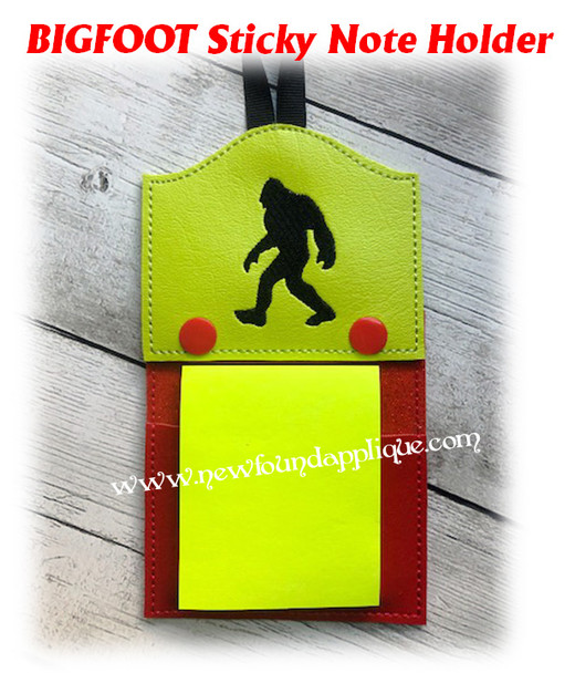 In The Hoop Bigfoot Sticky Note Holder Embroidery Machine Design