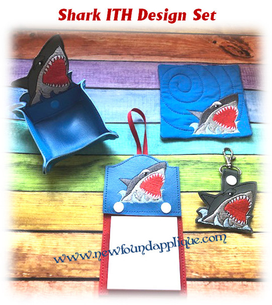 In The Hoop Shark Embroidery Machine Design Set