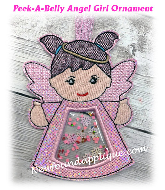 In The Hoop Peek A Belly Angel Girl Ornament Embroidery Machine Design