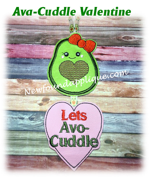 In The Hoop Ava Cuddle Valentine Ornement Embroidery Machine Design