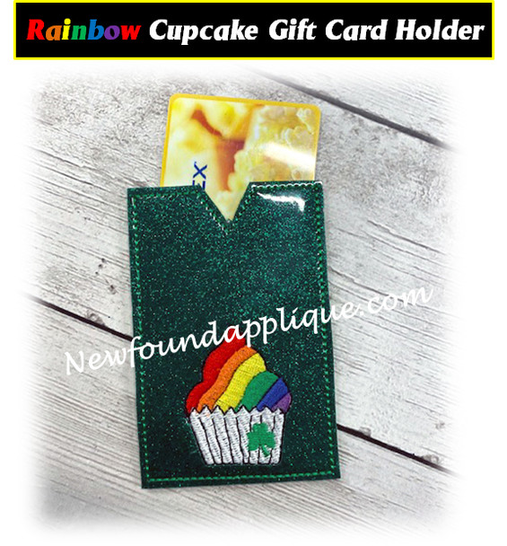 In The Hoop Rainbow Cupcake Gift Card Holder Embroidery Machine Design