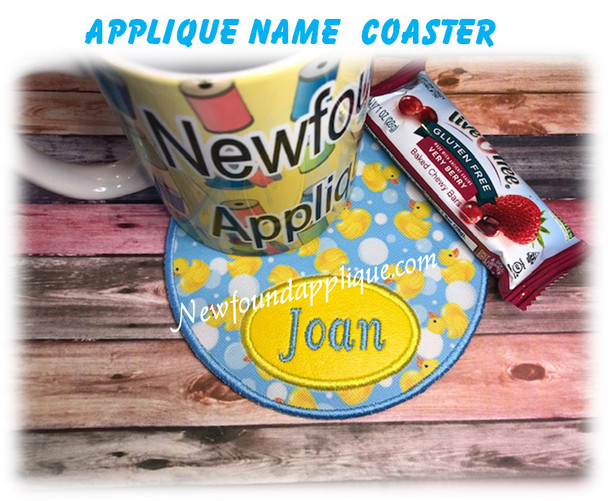 In The Hoop Applique Name Coaster Embroidery Machine Design