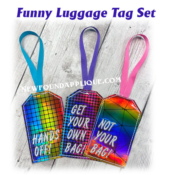 NFA Funny Luggage Tag Embroidery Machine Design Set