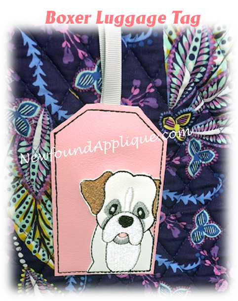 In The Hoop Boxer Luggage Tag Embroidery Machine Design