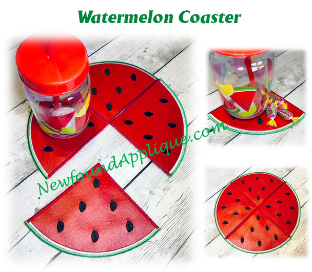In The Hoop Watermelon Coaster Embroidery Machine Design