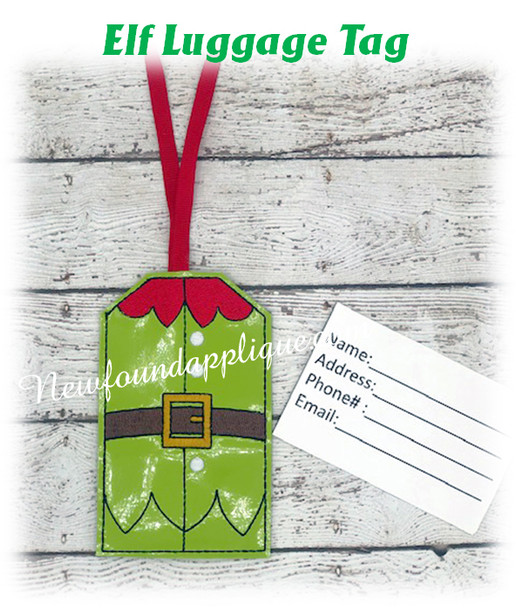In The Hoop Elf Belly Luggage Tag Embroidery Machine Design