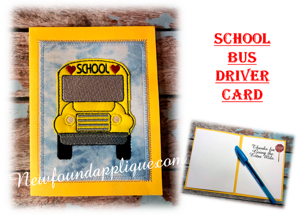 In The Hoop School Bus Card Embroidery Machine Design