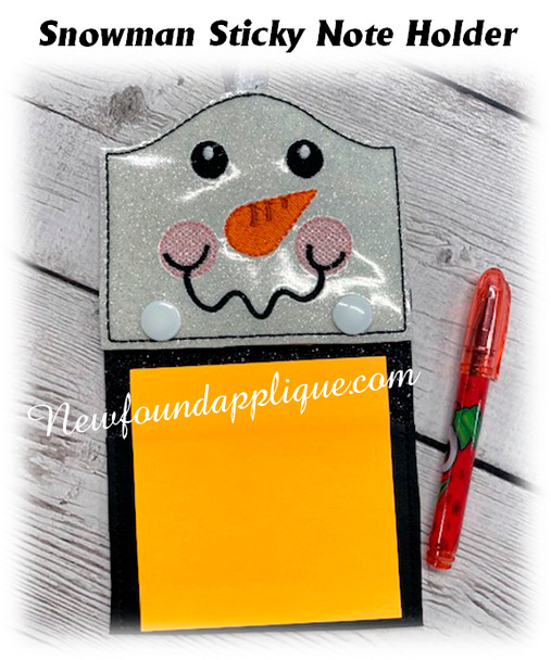 In The Hoop Snowman Face Sticky Note Holder Embroidery Machine Design