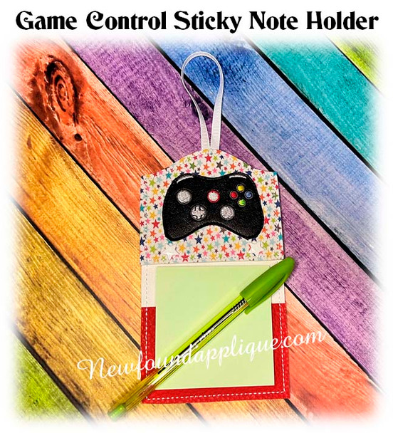 In The Hoop Game Controller Sticky Note Holder Embroidery Machine Design