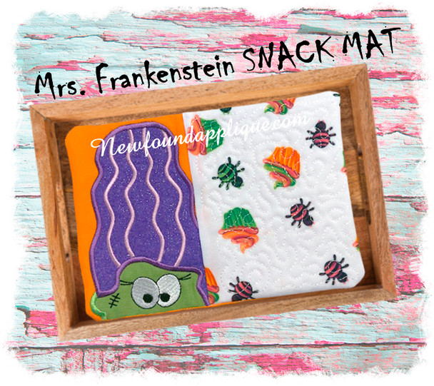 In The Hoop Mrs. Frankenstein Snack Mat Embroider Machine Desin