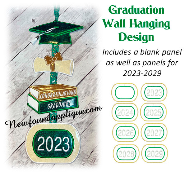 In The Hoop Graduation Wall Hanging Embroidery Machine Design Set