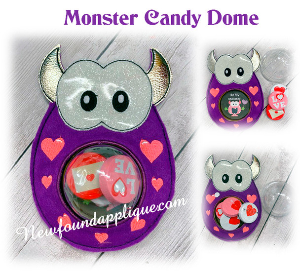 ITH Monster Candy Dome Holder Embroidery Machine Design