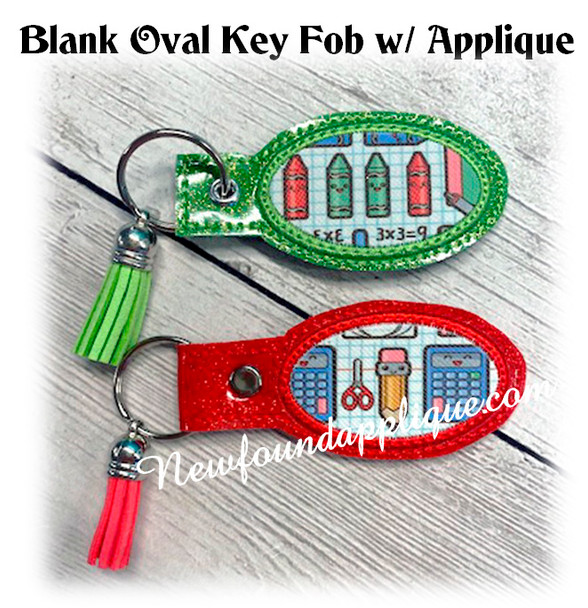 In The Hoop Blank Oval Key Fob With Applique Embroidery Machine Design Set