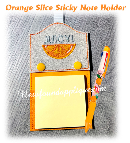 In The Hoop Citrus Slice Sticky Note Holder Embroidery Machine Design