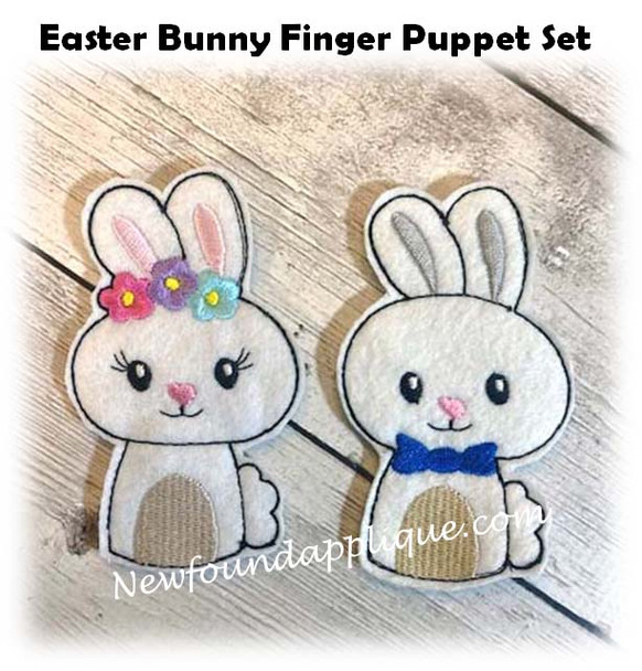 In The Hoop Easter Bunny Finger Puppet Embroidery Machine Design Set