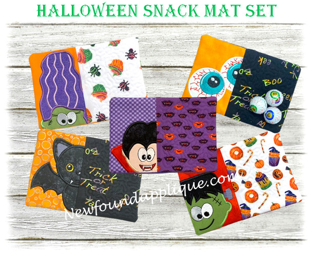 ITH Halloween Snack Mat Embroidery Machine Design Set