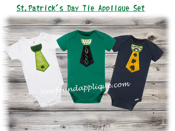 St. Patrick's Day Tie Applique Set