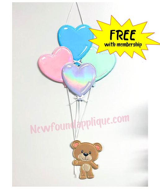 Balloon Bear Wall Hanging Embroidery Design