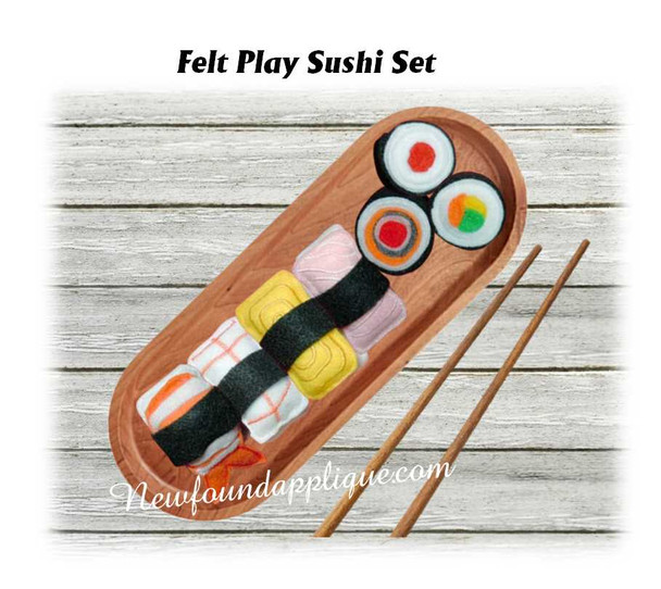 In The Hoop Fun Play felt Sushi Embroidery Machine Design Set