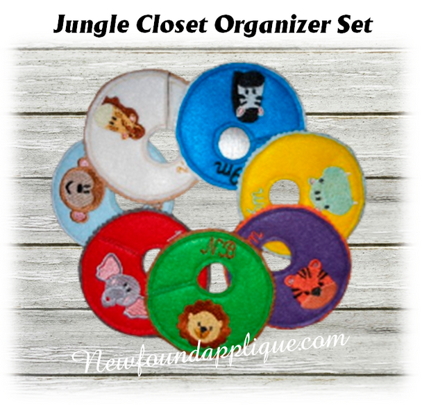 In The Hoop Jungle Closet Organizer Embroidery Machine Design Set