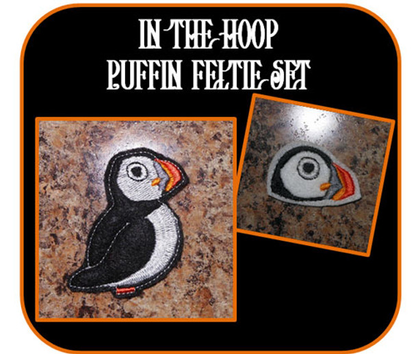 In The Hoop Puffin Feltie Embroidery Machine Design Set