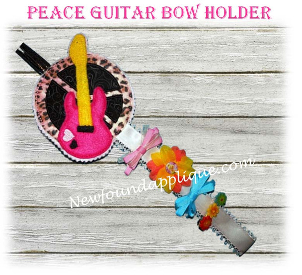 In The Hoop Peace Symbol with Guitar Bow Holder Embroidery Machine Design
