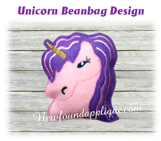 In The Hoop Unicorn Beanbag Embroidery Machine Design