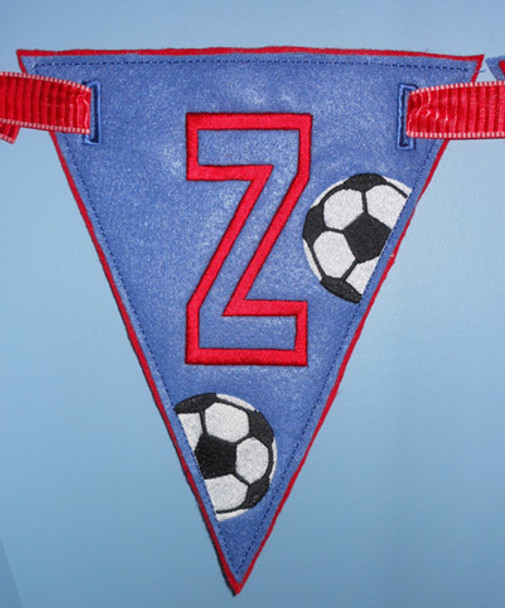 In The Hoop Triangle Banner Soccer Ball Embroidery Machine Design