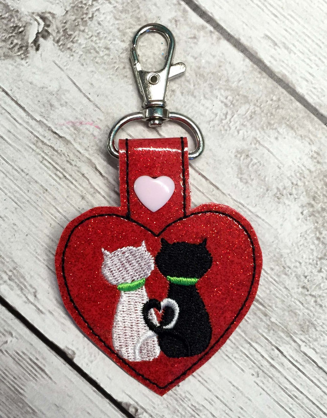In The Hoop Valentine Key Fob Embroidery Machine Design Set Newfound