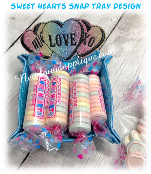 In The Hoop Sweet Heart Snap Tray Embroidery Machine Design