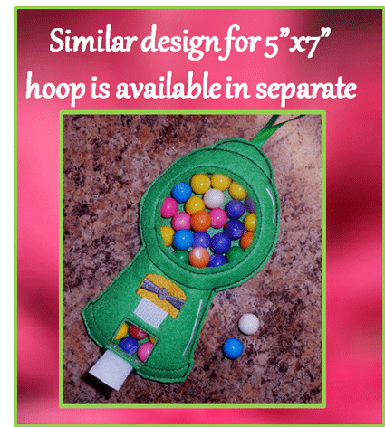 In The Hoop Gumball Machine Candy Pocket Embroidery Machine Design for ...