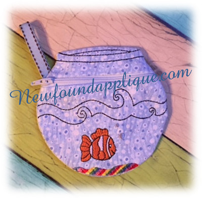 Fish Bowl Zipped Case Embroidery machine Design