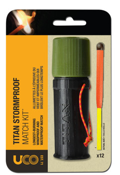 UCO Titan Stormproof Match Kit Submersible Matches Qty 12- 25sec Burn Time