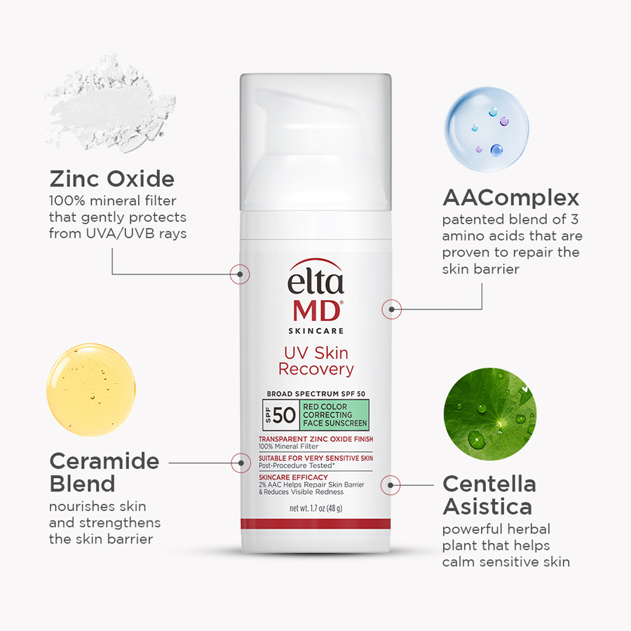 EltaMD UV Skin Recovery Red Color Correcting Green Tint Broad